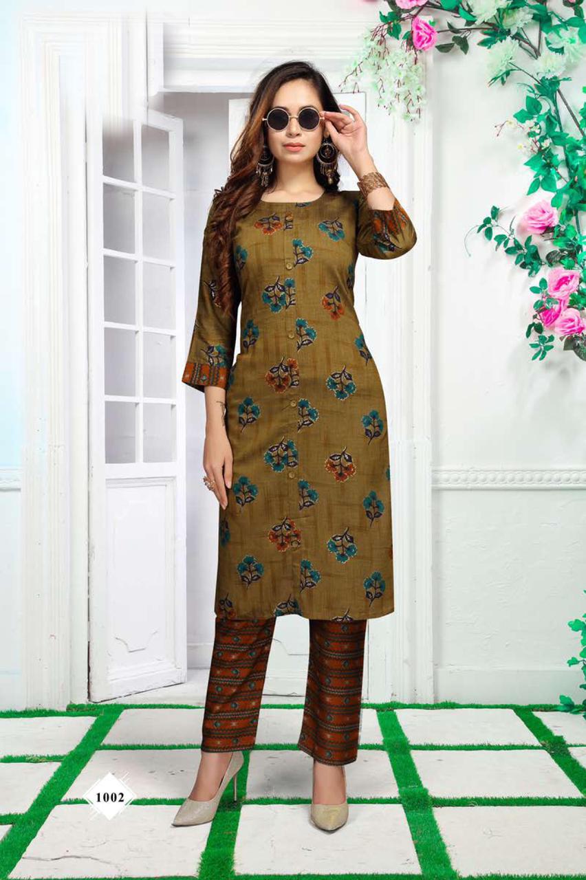 Beauty Queen Palak Casual Wear Printed Kurti With Bottom Collection